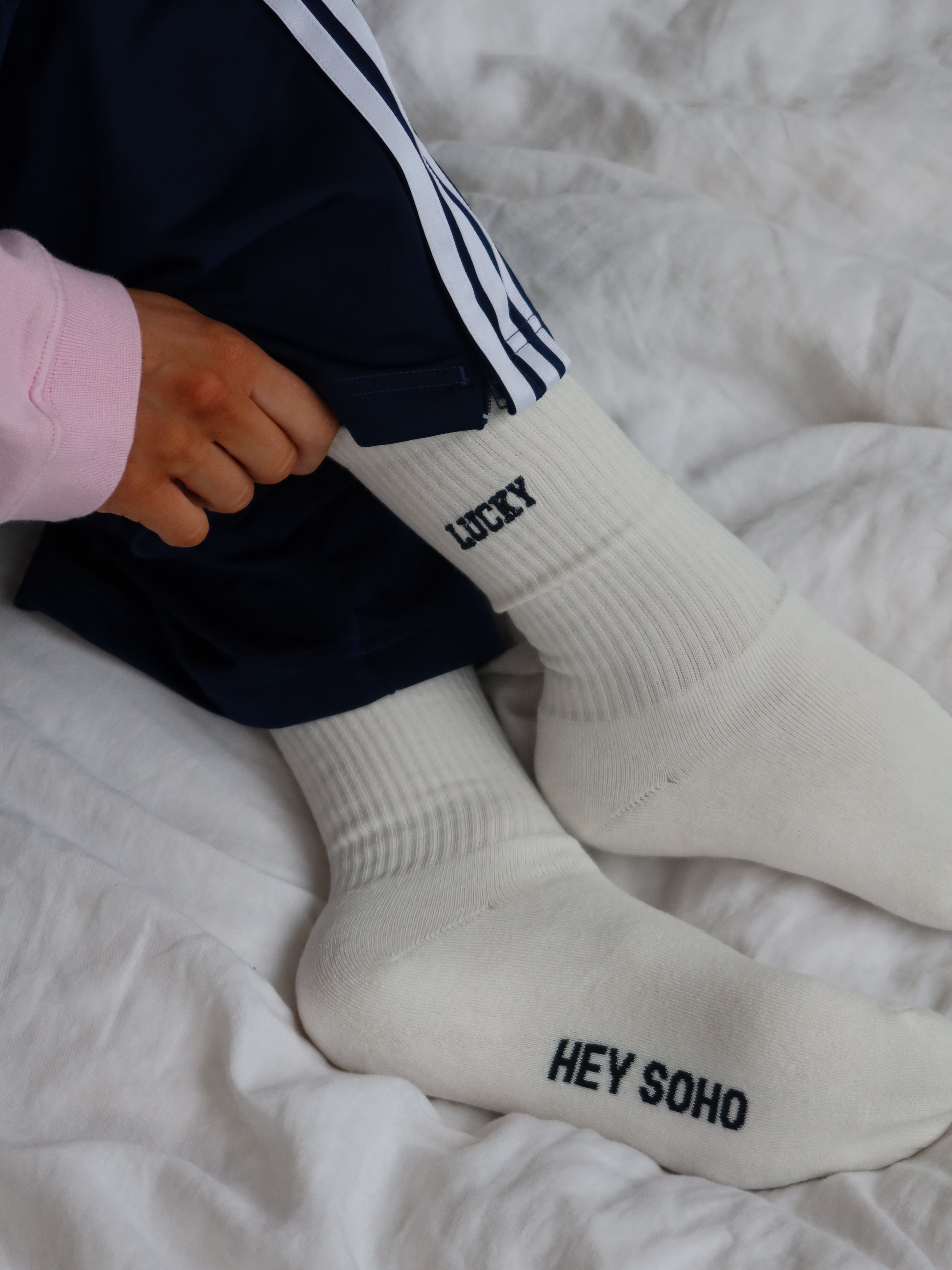 HEY SOHO LUCKY Socken offwhite I navy