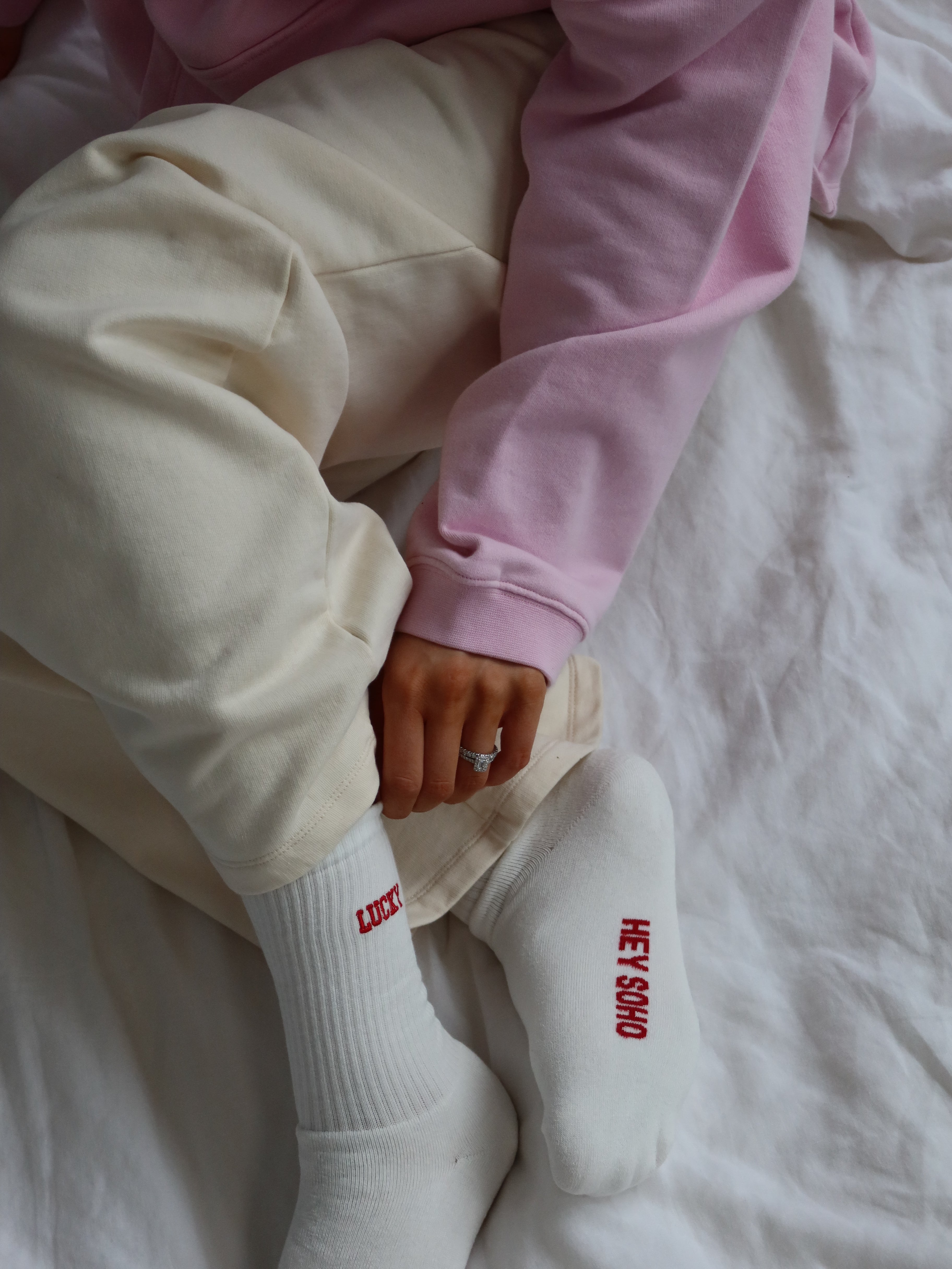 HEY SOHO LUCKY Socken offwhite I red