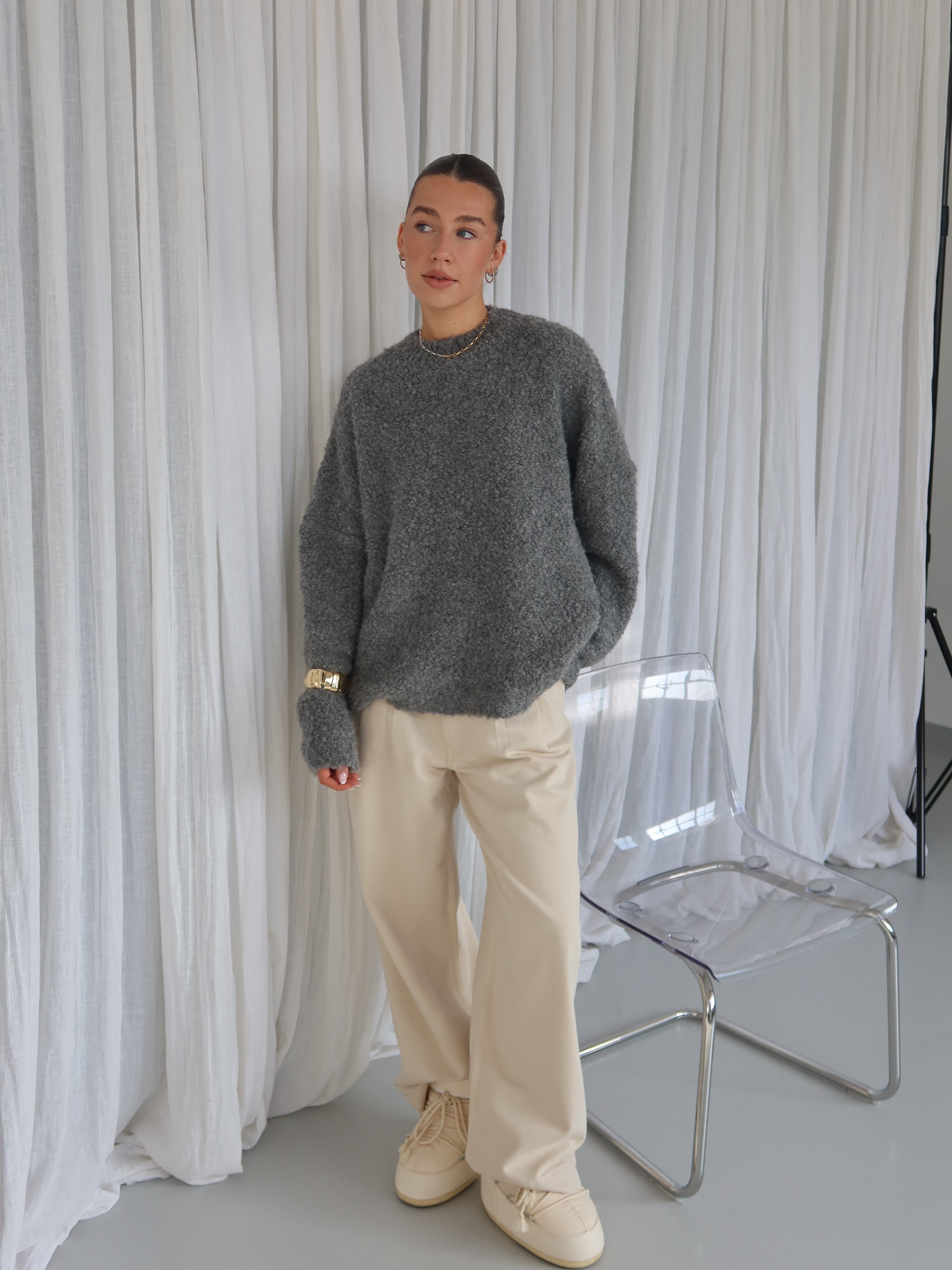 JOYA BOUCLÉ PULLOVER grey melange