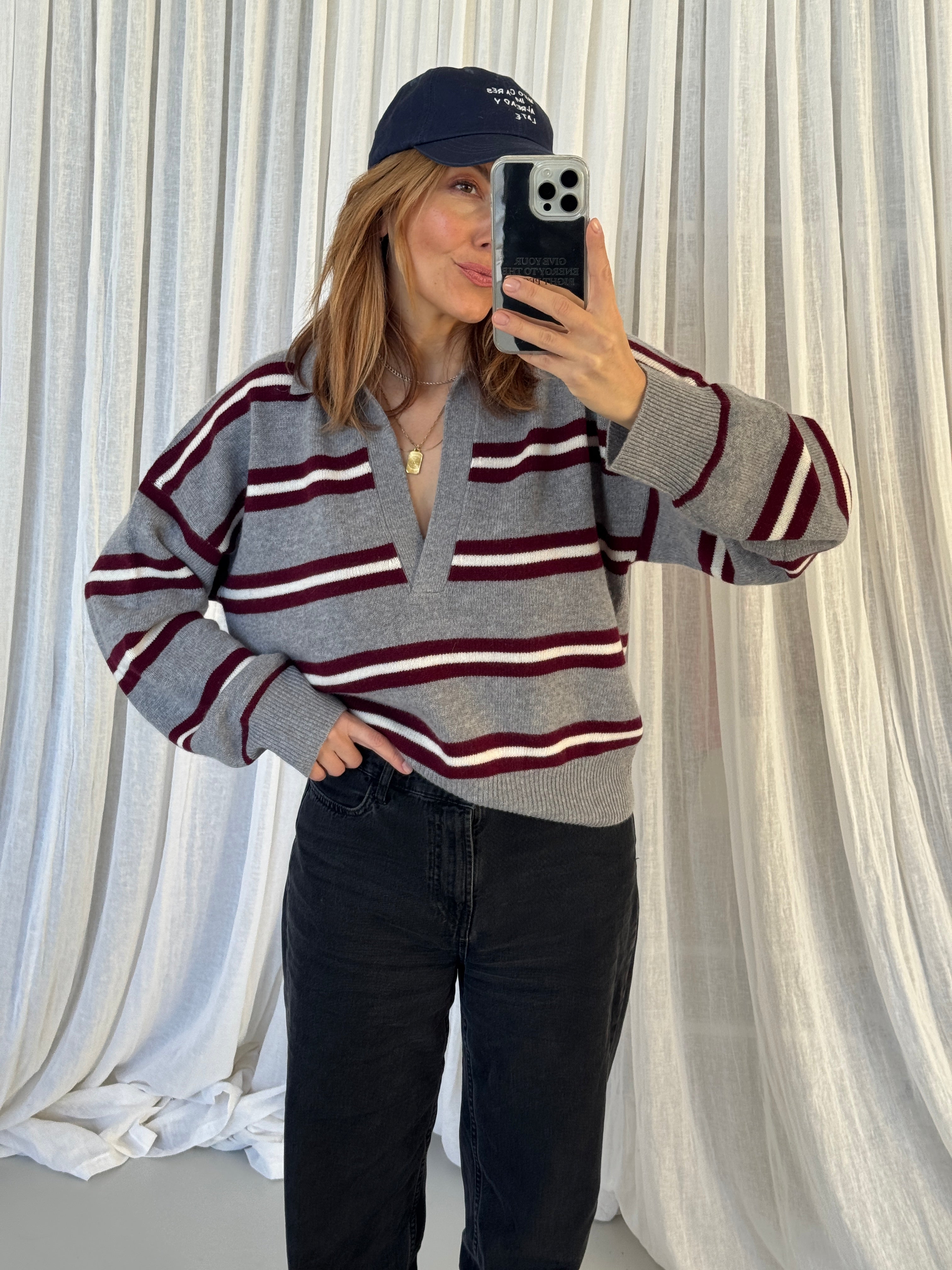 LORENA CASHMERE POLO multi stripe