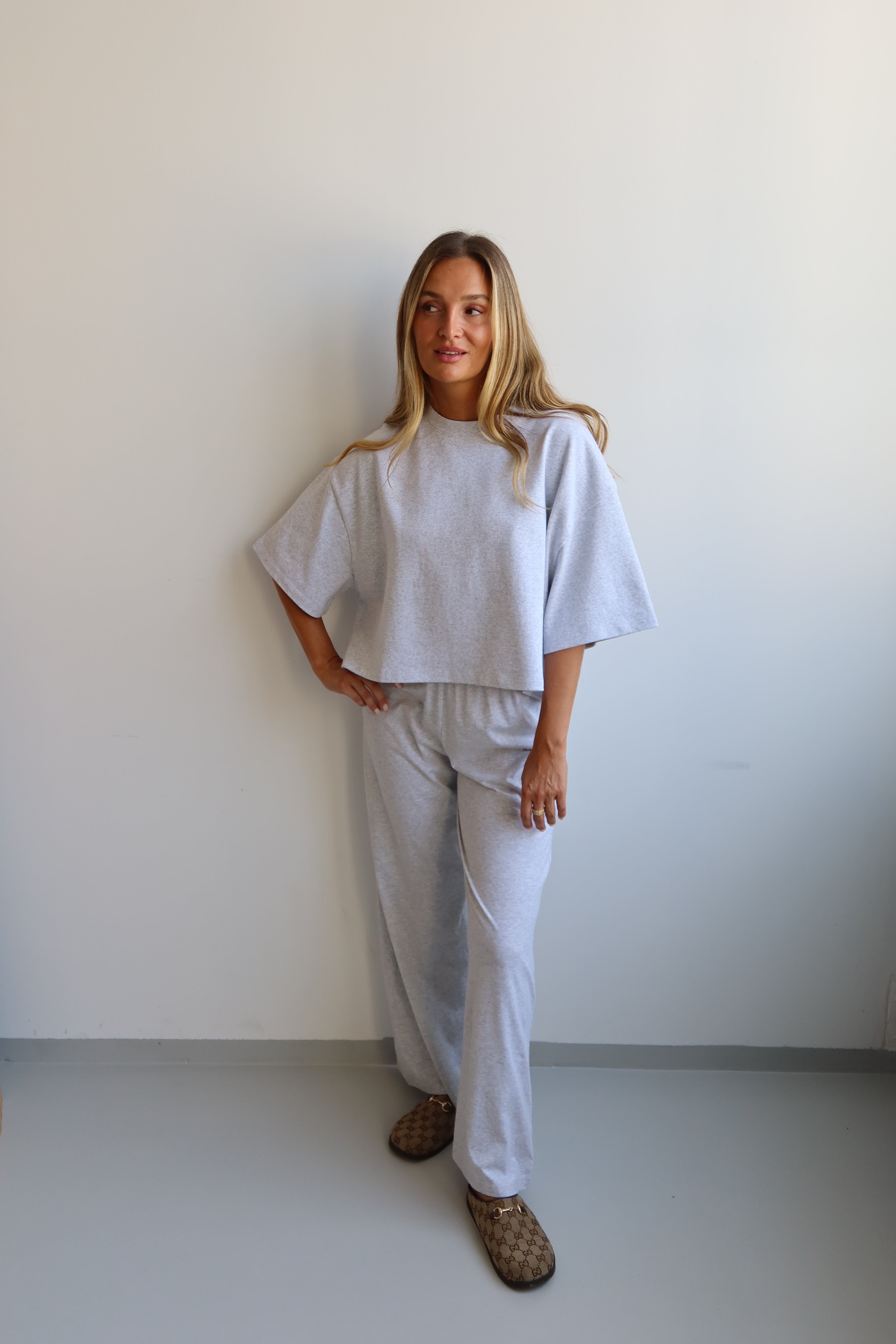 SOHO STUDIOS LIGHT JERSEY PANTS light grey melange