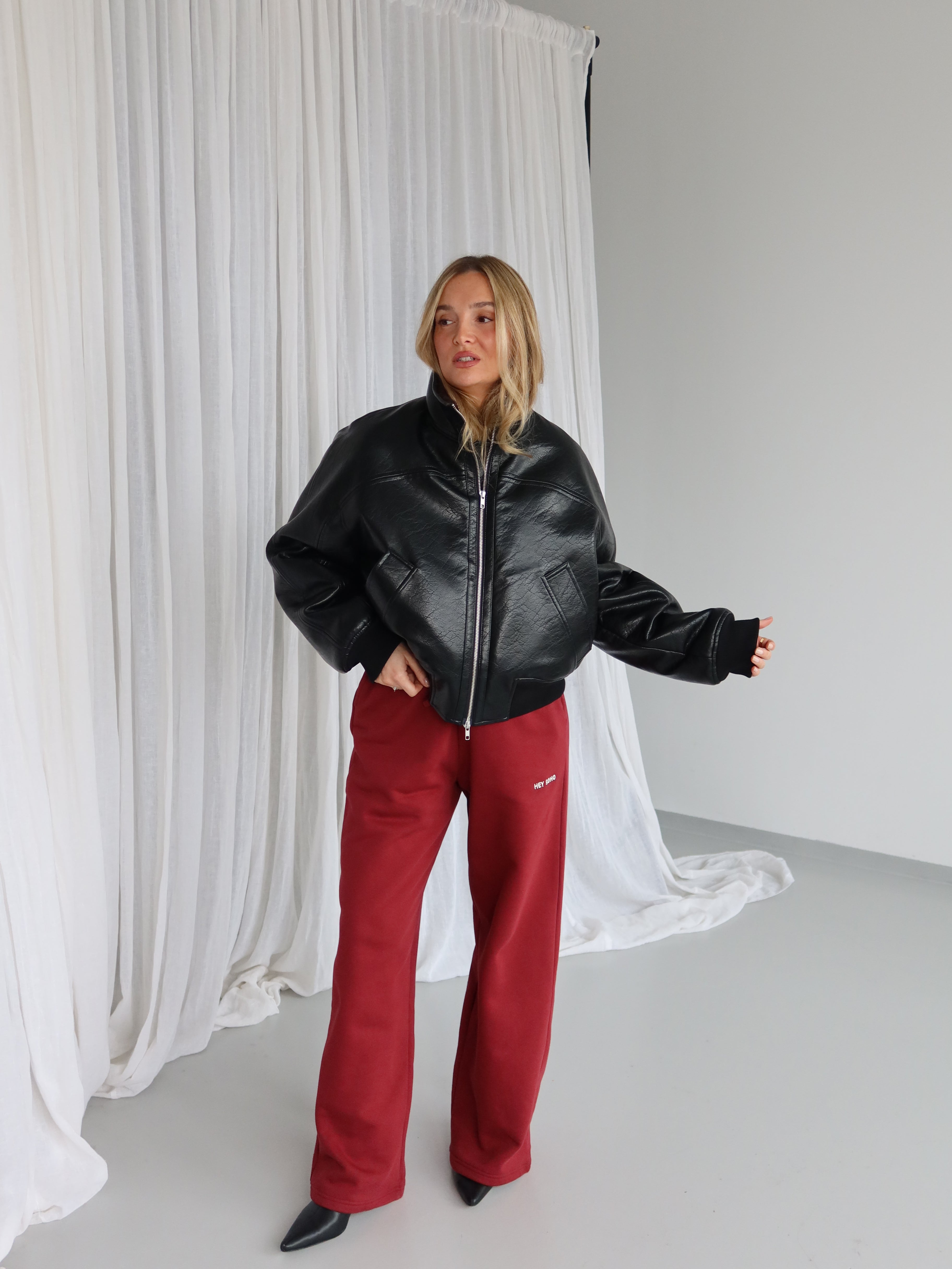 WIDE LEG Sweatpants  red wine I offwhite