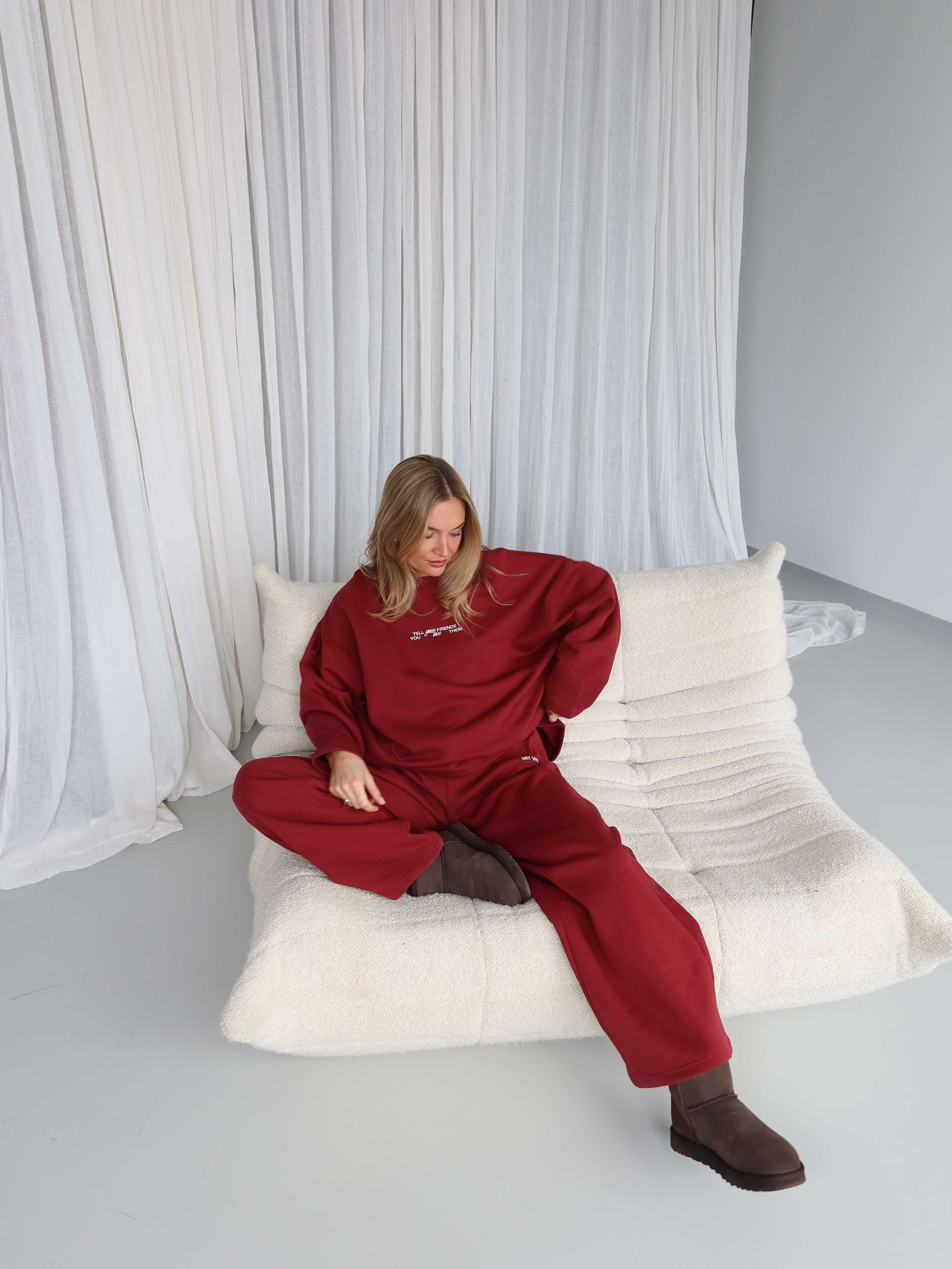 TELL YOUR FRIENDS Sweatshirt red wine I offwhite