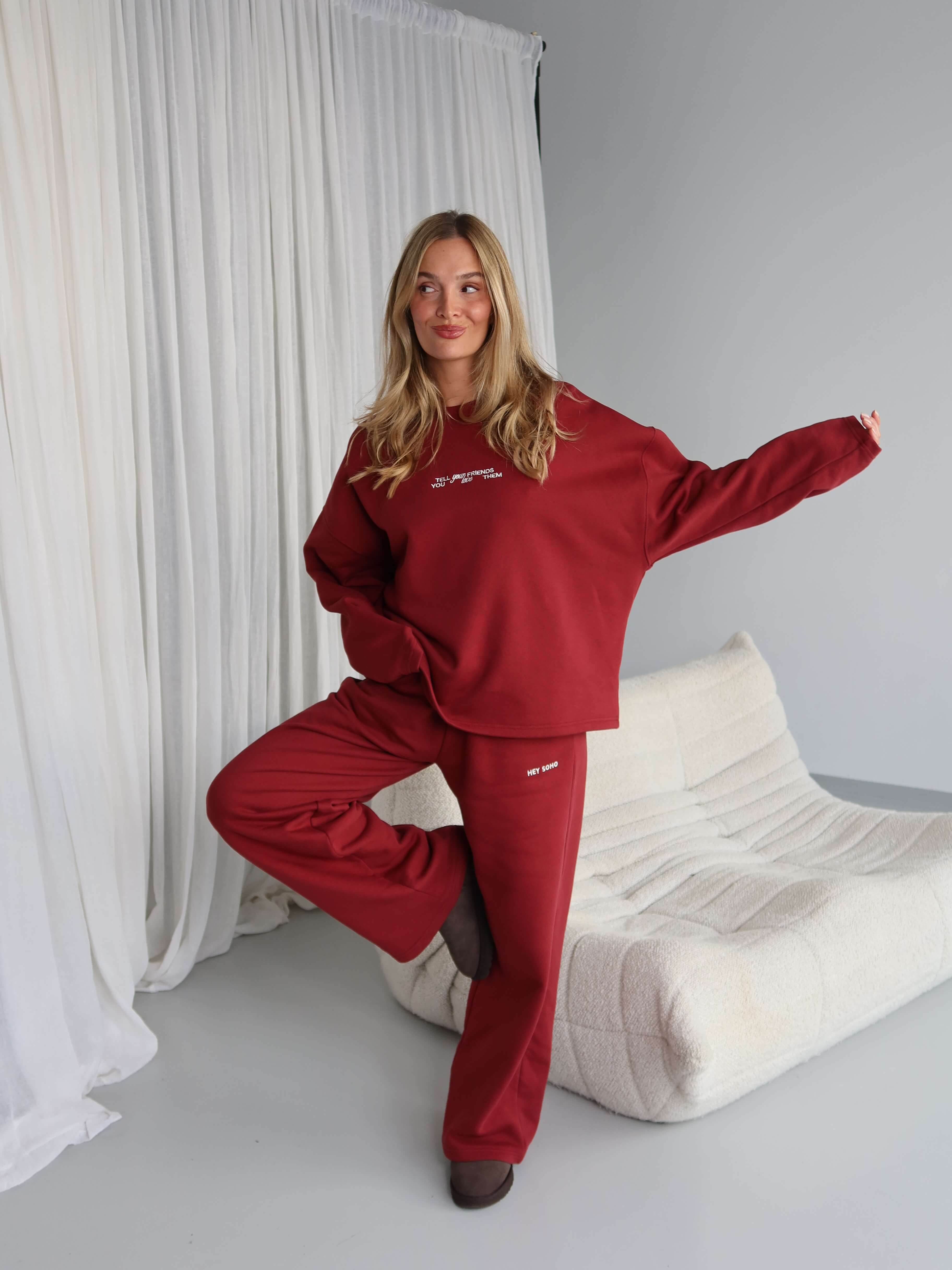 TELL YOUR FRIENDS Sweatshirt red wine I offwhite