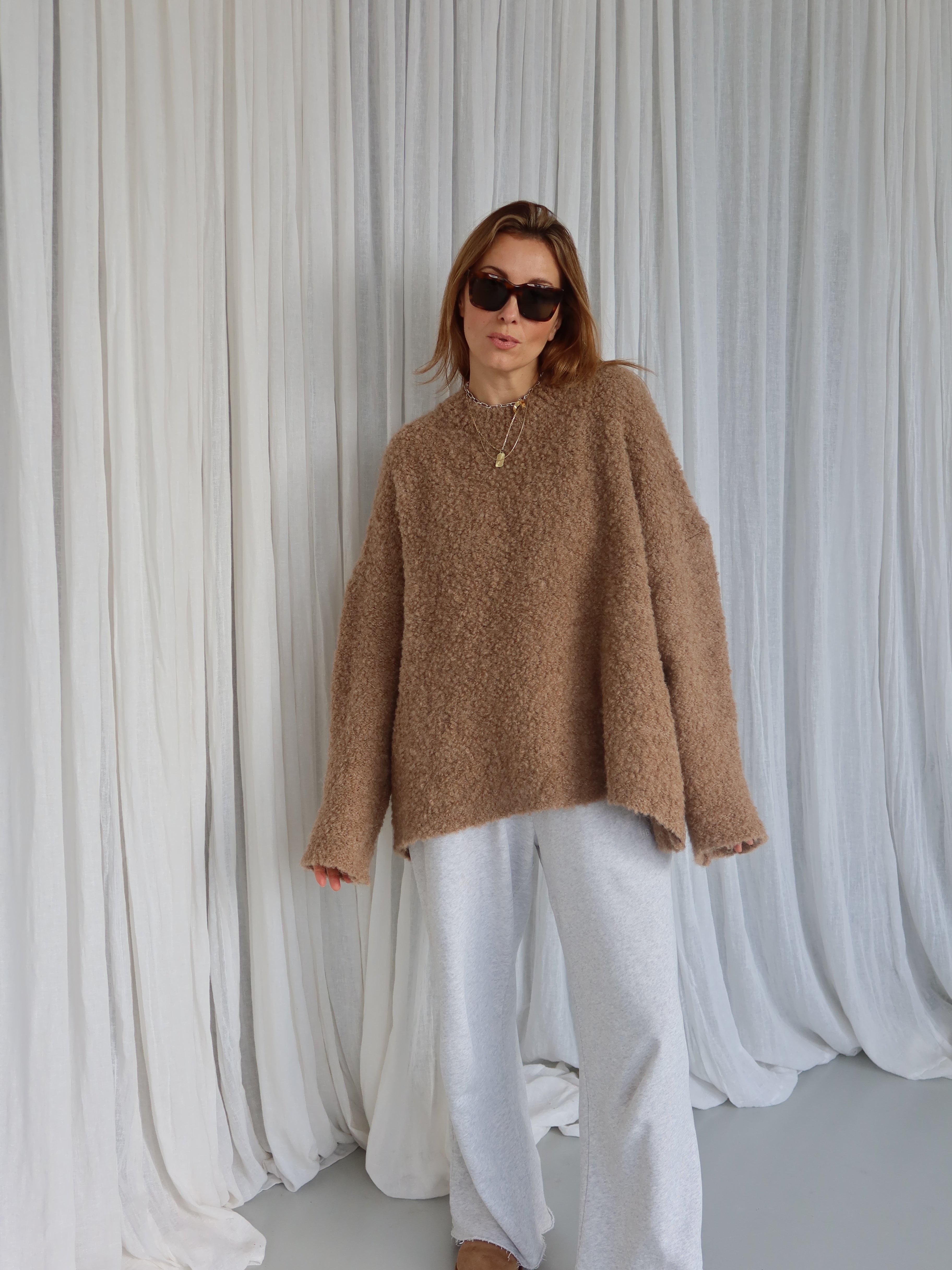 JOYA BOUCLÉ PULLOVER camel