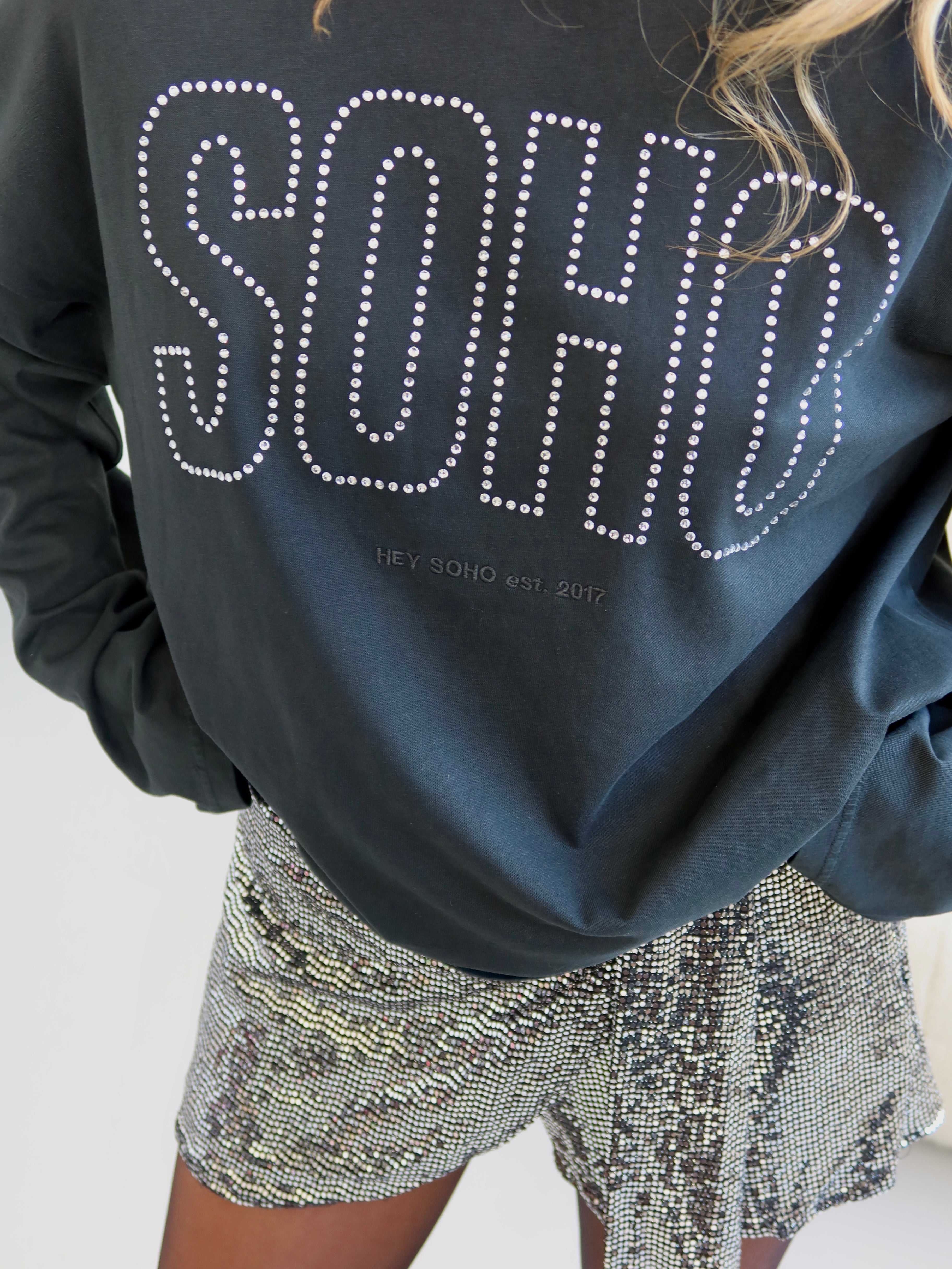 SOHO RHINESTONE Longsleeve washed black