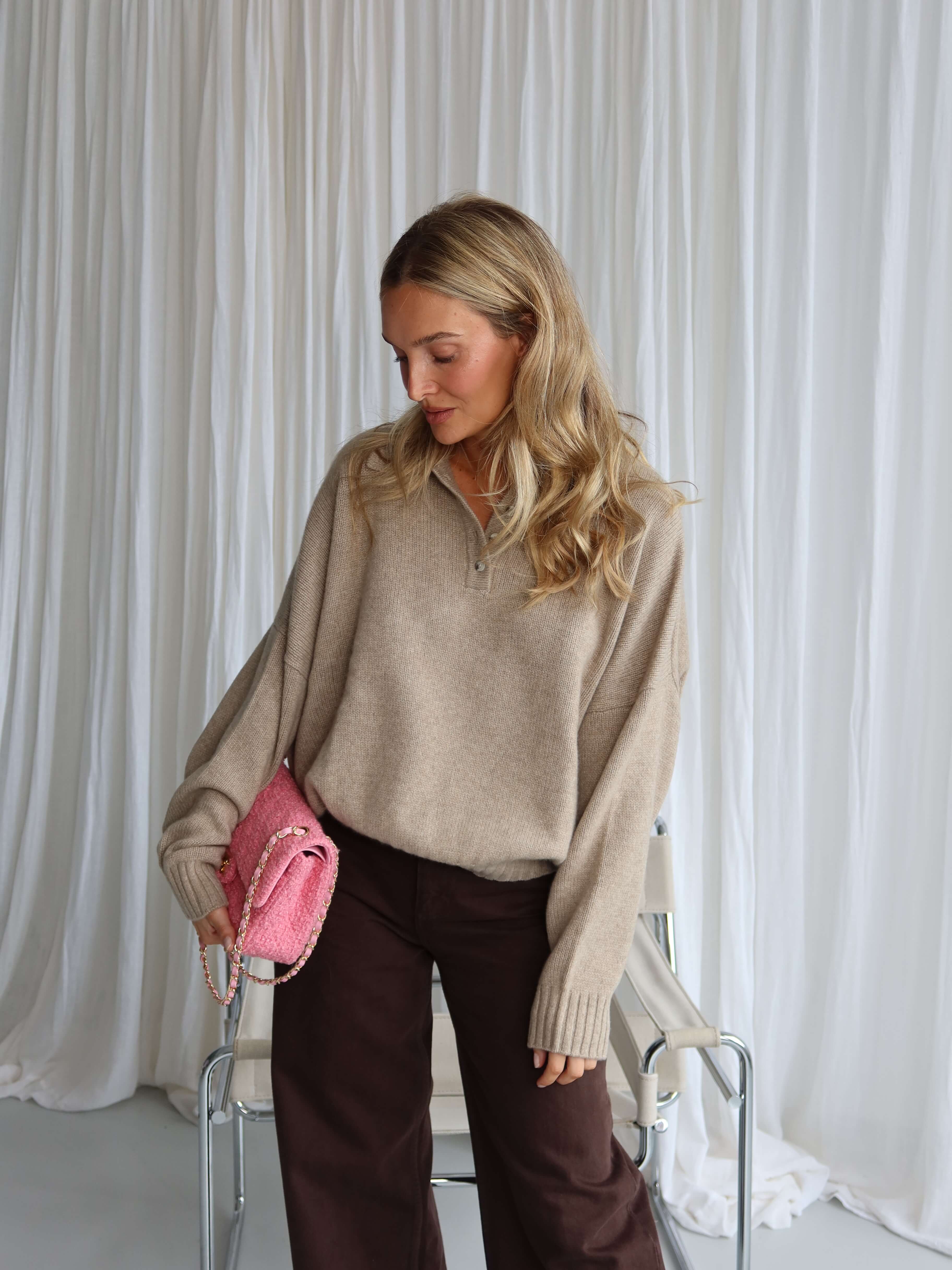 TAMY CASHMERE POLO dark natural melange