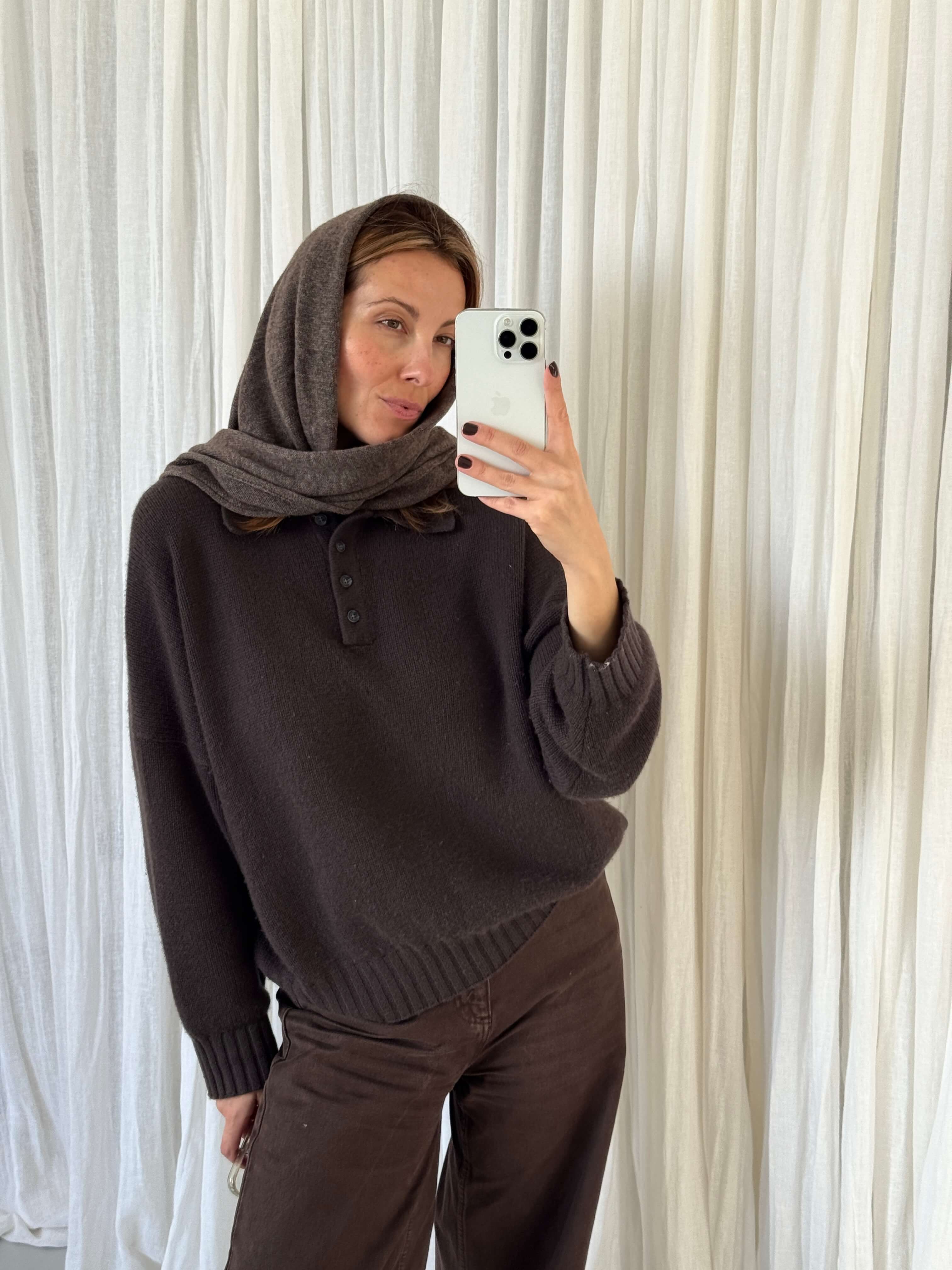 TAYA Cashmere Scarf dark brown melange