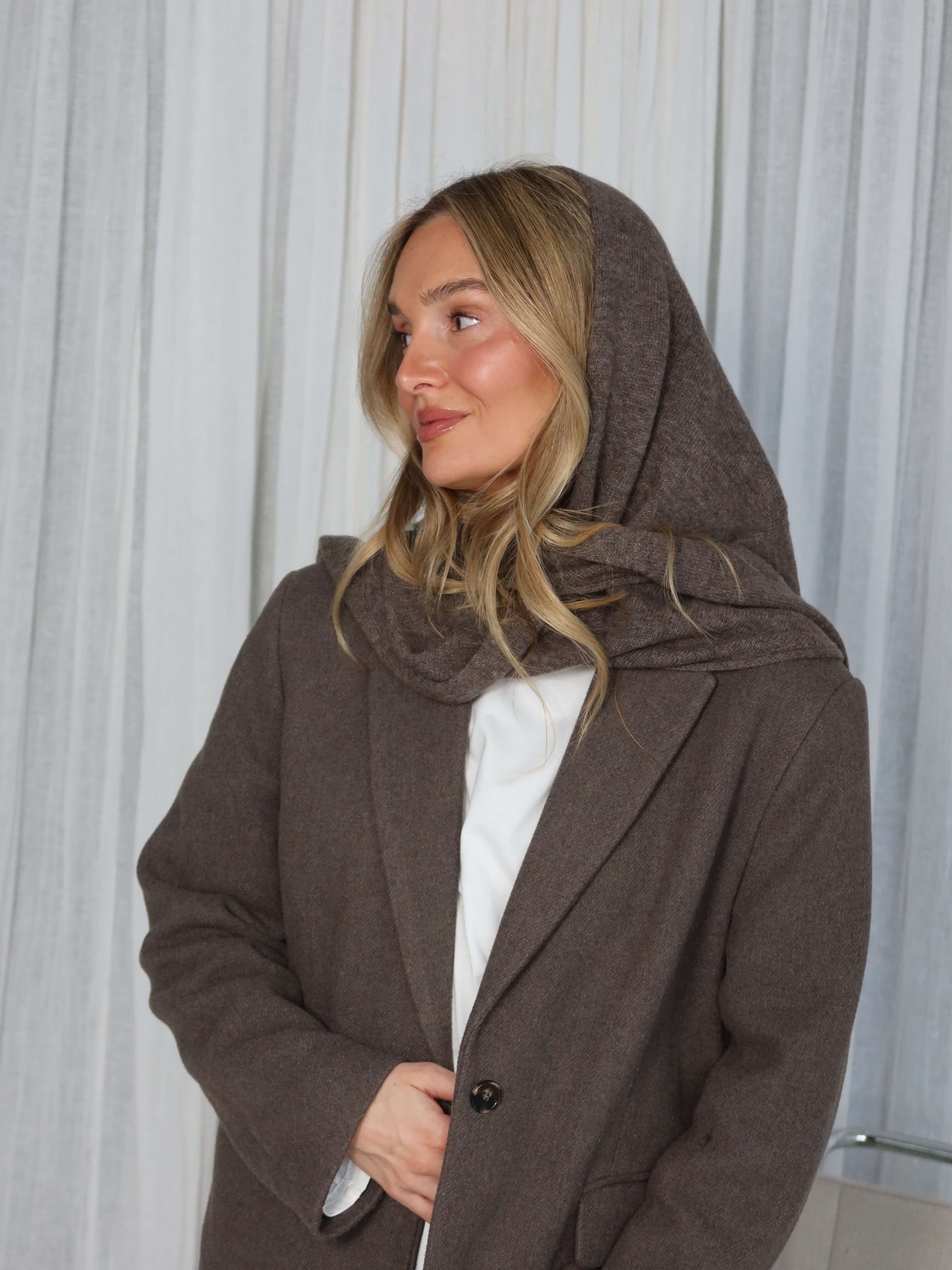 TAYA Cashmere Scarf dark brown melange