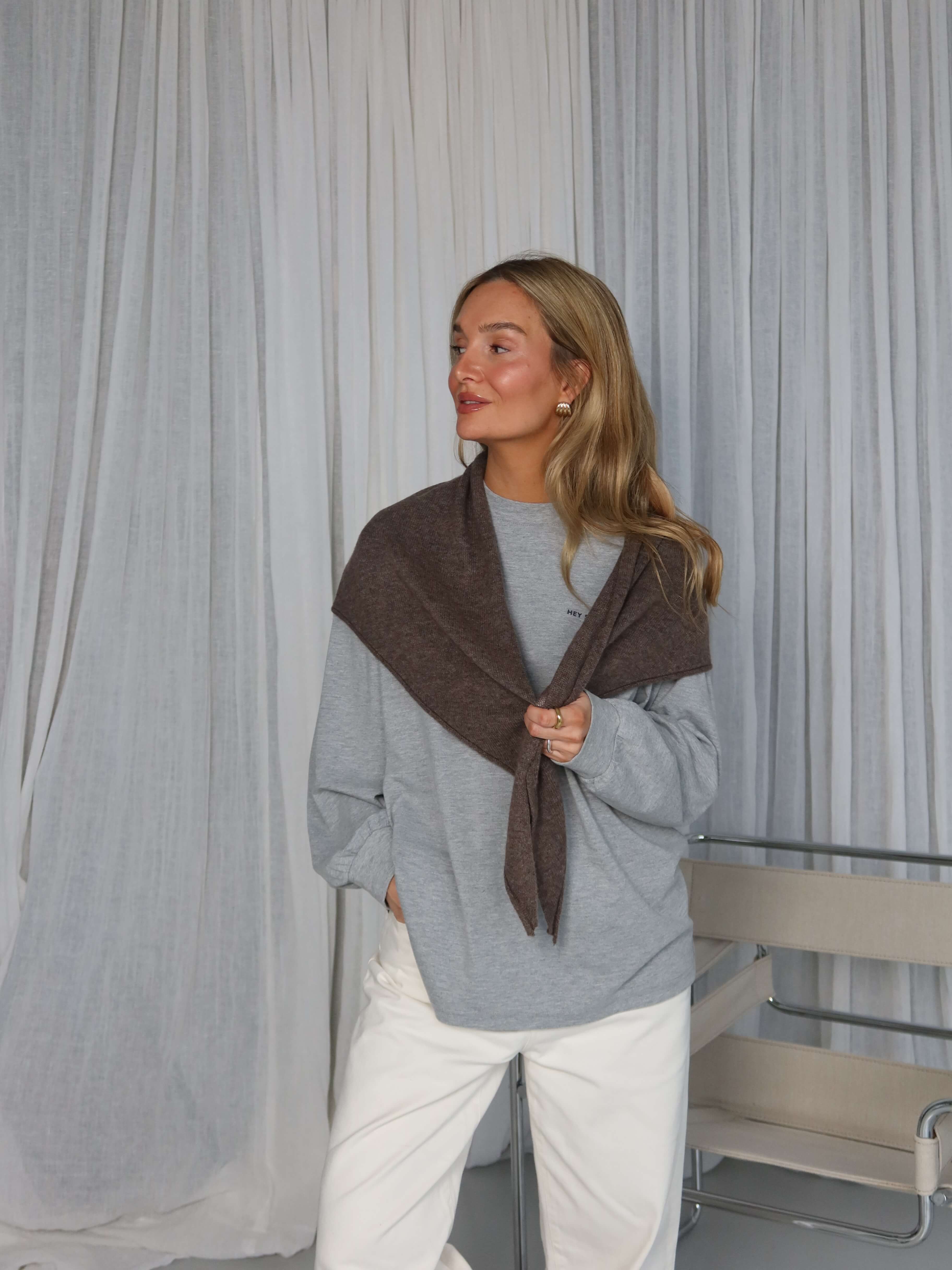 TAYA Cashmere Scarf dark brown melange