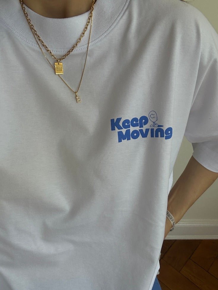 Keep Moving T-Shirt weiß/blau - heysoho