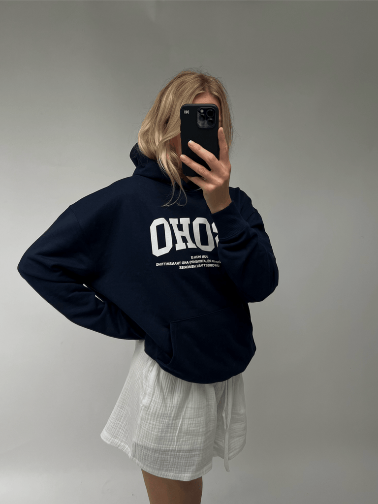 SOHO COLLEGE Hoodie navy - heysoho